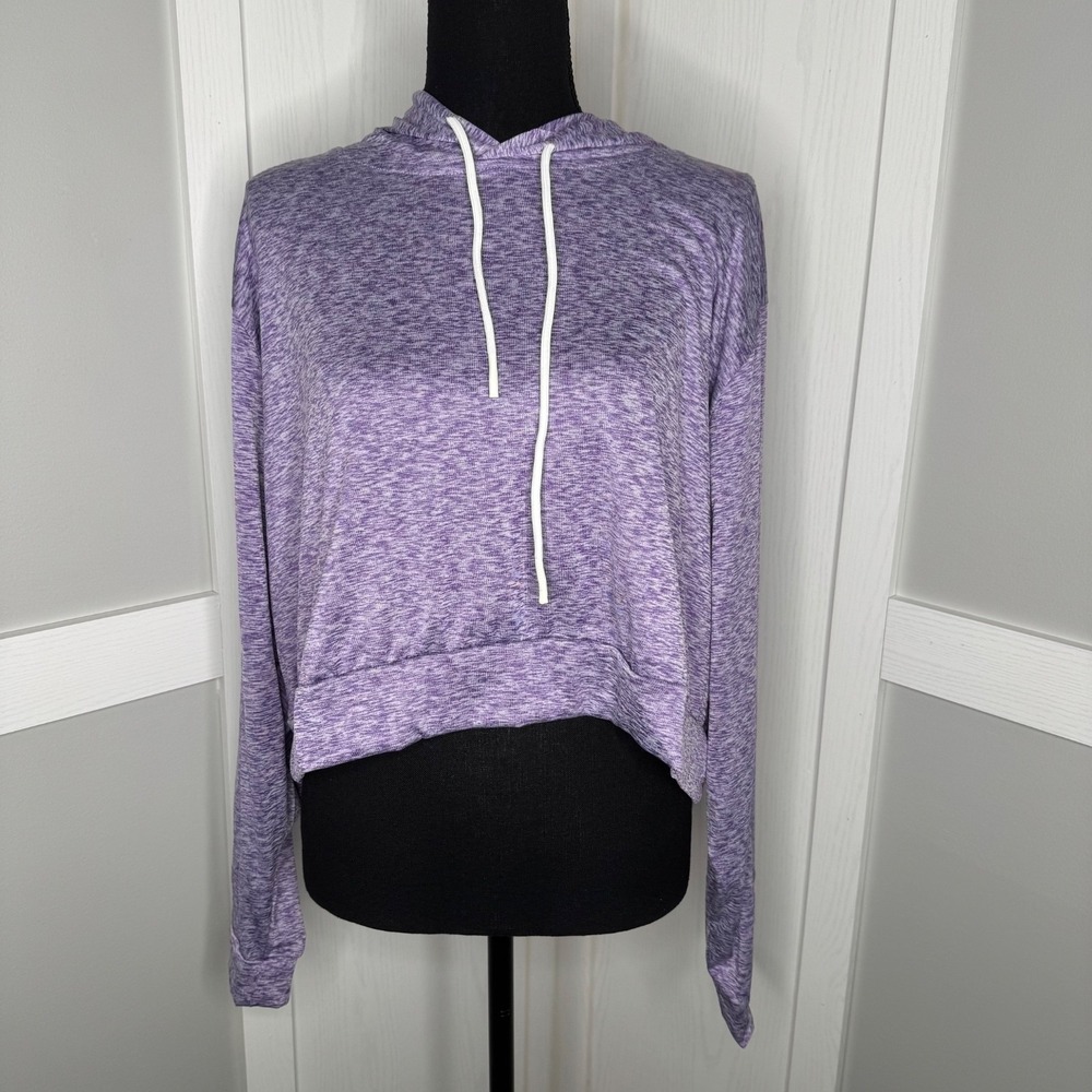Real Essentials Lilac Cropped Hoodie Sweatshirt | Women's Plus 3X‎ Stretch